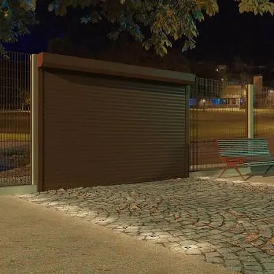 Рольворота серии Prestige Ворота-рольставни на забор коричневого цвета